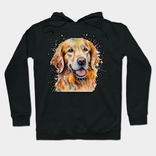 Golden Retriever Bright Watercolor Painting Hoodie